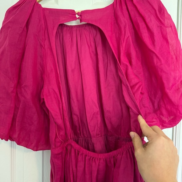 Banana Republic Ramie Open-Back Puff Sleeve Dress sz XS 100% Cotton - Picture 7 of 13